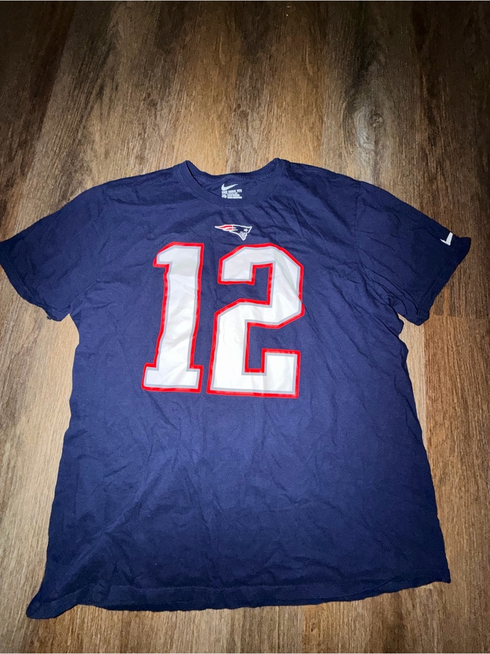 Nike Men’s Navy #12 Football T-Shirt with Red & White Accents